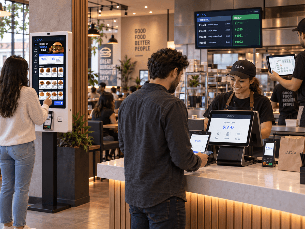Countertop POS and payment terminal in a convenience store