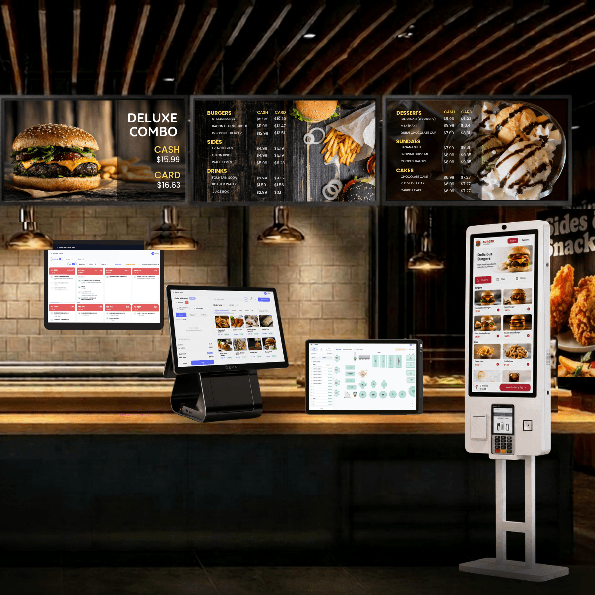 Restaurant counter using a modern point-of-sale system