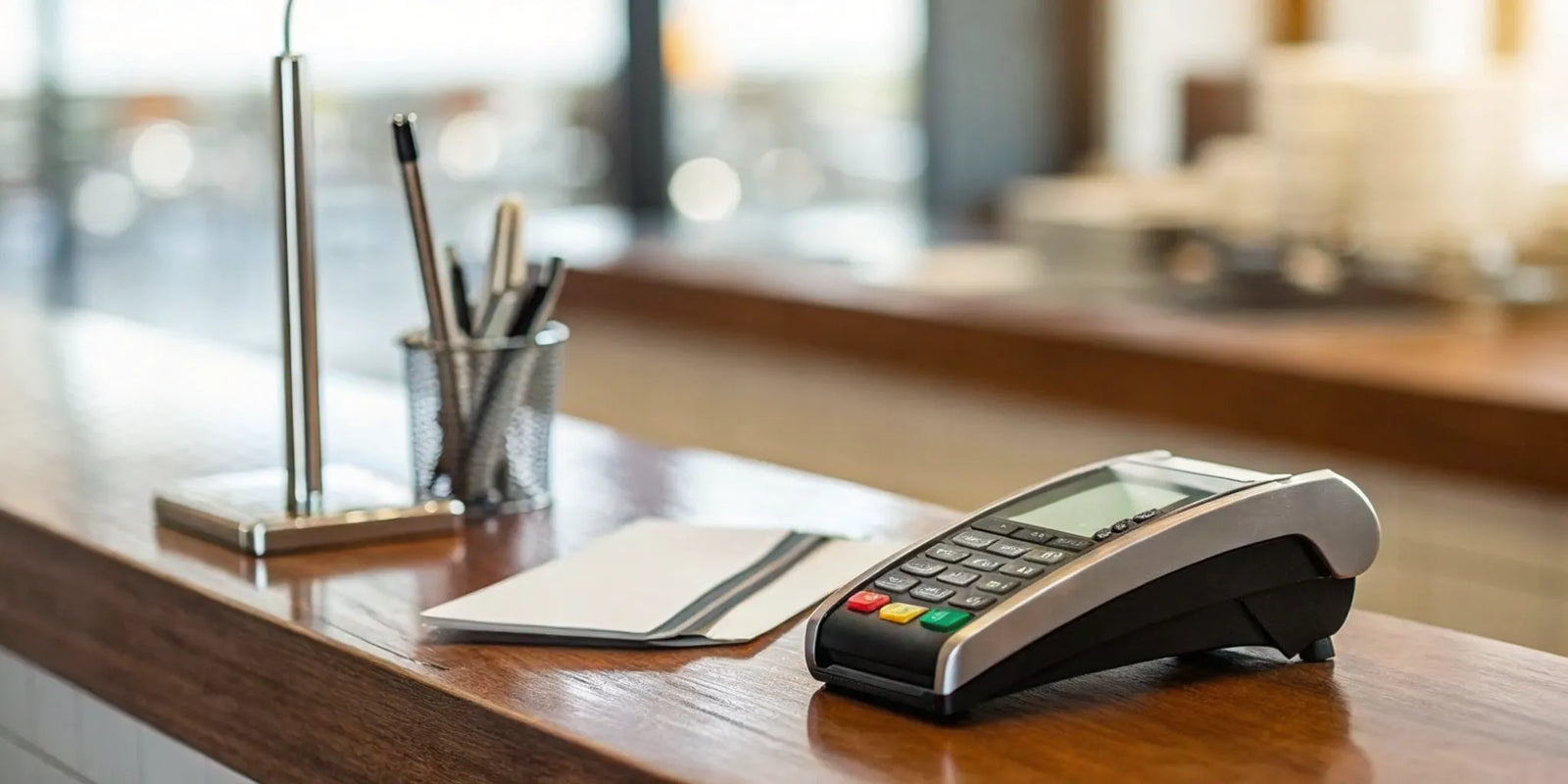 A credit card terminal for a shop, used to get secure payments from customers.