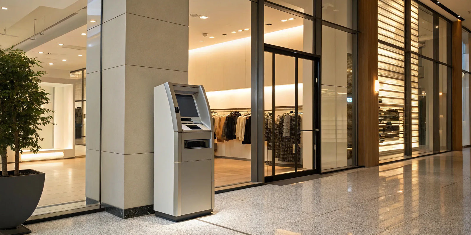 An ATM inside a retail store for a business owner learning how to get an ATM placed in their store.
