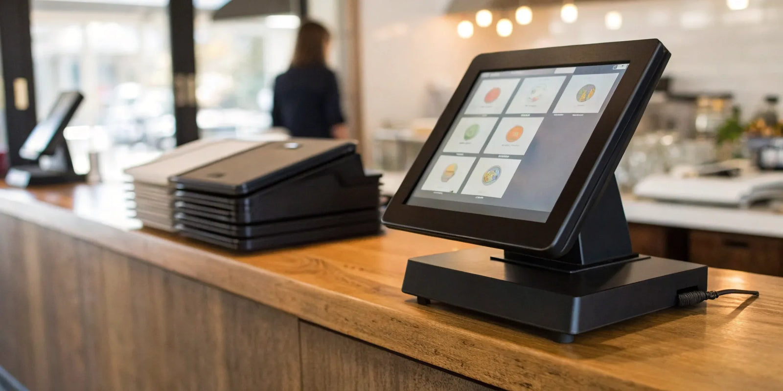 A POS system on a retail counter used to manage inventory and track sales.